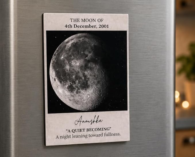 STARSCAPES Personalized Moon Phase Fridge Magnet | Aesthetic Celestial Photo Magnet for Refrigerator & Decor